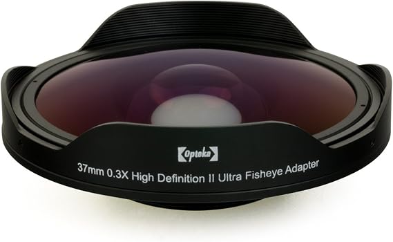 Opteka OPT-SC37FE Platinum Series 0.3X HD Ultra Fisheye Lens for 25mm, 30mm, 30.5mm & 37mm Digital Video Camcorders Black