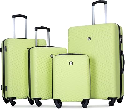4-Piece Hardside Luggage Set with TSA Lock, Lightweight ABS Suitcases With Spinner Wheel, 16202428 inch, Chartreuse