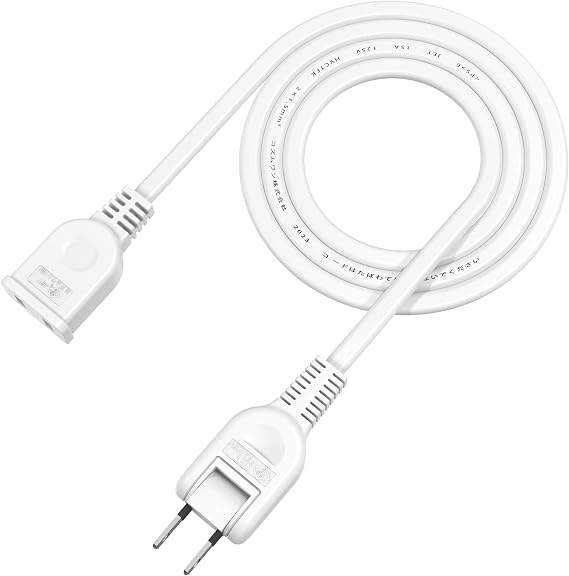 Extension Cord 1m Power Tap 1 Outlet Strong Against Breakage Cold-Resistant Heat-Resistant White 15A 1500W Double Insulation Extension Cable Power Extension Cord Tracking Fire Prevention