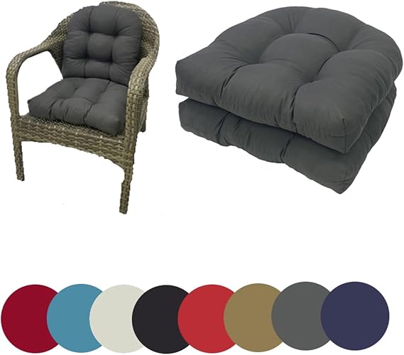 Outdoor Indoor U Shaped Chair Cushions Set of 2 Waterproof Patio Furniture Replacement Cushions 19”X19” for Indoor and Outdoor Use(Gris)