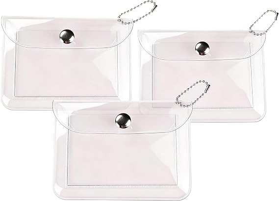 3 Pcs Clear Womens Card Holder Wallet Small Coin Purse Keychain Mini Change Pouch Credit Card Case Coin Purses and Pouches, Plastic PVC Coin Wallet(11.5 * 8cm)