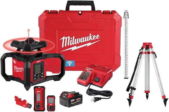 Milwaukee M18 4000 ft. Red Exterior Dual Slope Rotary Laser Level Kit with Receiver, Remote, Grade Rod and Tripod