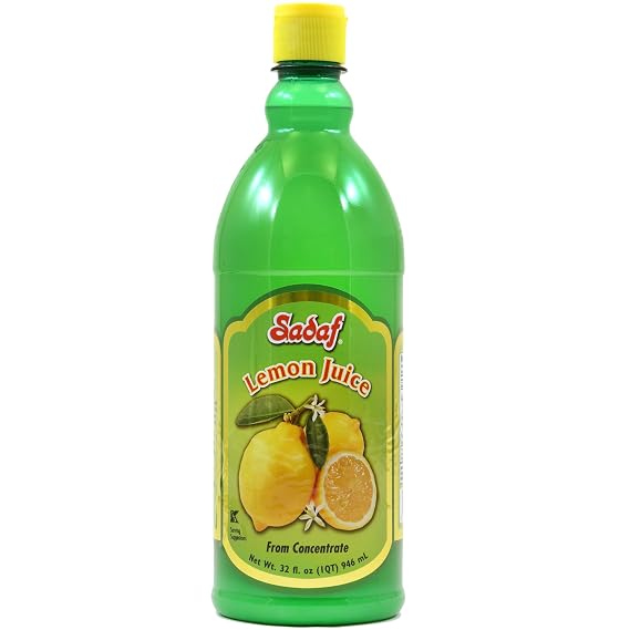 Sadaf Lemon Juice - 100% Pure Lemon Juice for Cooking & Food Flavoring - From Concentrate - Kosher - 32 Oz Bottle