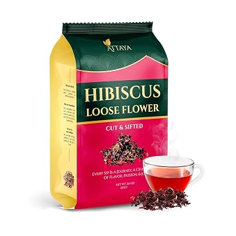Attaya Hibiscus Loose Flowers | Flor de Jamaica | 16oz (200+ Cups) | Directly Sourced from Nigeria | Sun-Dried, Cut & Sifted | 3rd Party Lab Tested | Caffeine-Free | Antioxidant-Rich