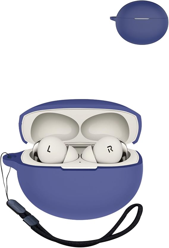 Compatible with Oneplus Buds pro 3 Active Noise Cancelling Earbuds,Premium Silicone Shockproof Protection Skin Touch Charging Port Accessible, Front LED Visible with Lanyard,Blue.
