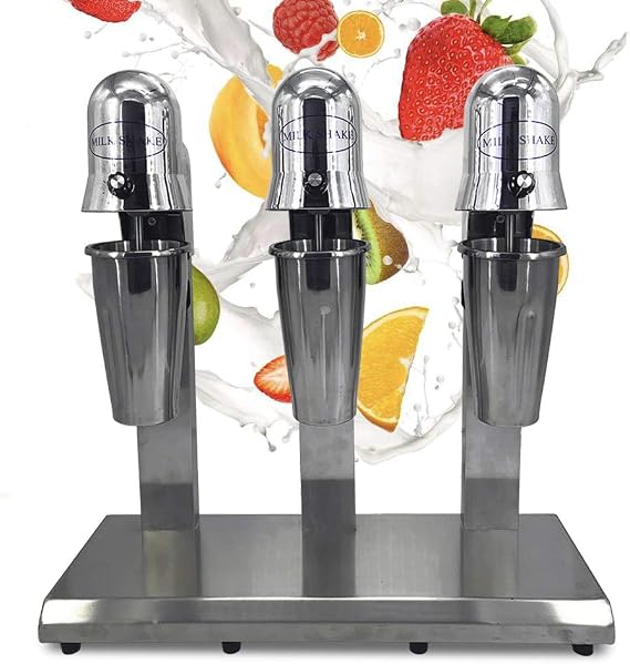 Electric Milkshake Maker 110V Triple Heads Milkshake Maker Machine 18000RMP Commercial Stainless Steel Milk Shake Machine Speed Adjustable Drink Mixer Used To Make Smoothies Milk Foam 180W