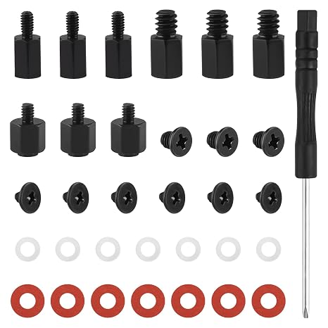 30Pcs M.2 SSD Screws NVMe Standoff Kit for Asus MSI Gigabyte,Black | For Asus MSI Gigabyte ASRock Motherboards, Nickel Black Carbon Steel Laptop PC Repair Tool Set, Clear Label Storage Box