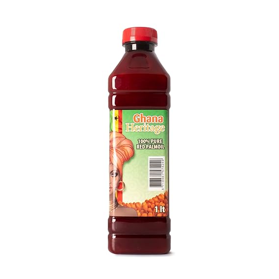 Ghana Heritage Red Palm Oil, 100% Pure, 33.81 Fl Oz (1 Liter) | Palm Fruit Oil, For Cooking, Stews, Sauces and More