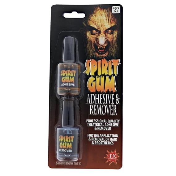 Spirit Gum Adhesive and Remover - Combo Pack of 0.5 Fl. Oz. Prosthetic Skin Adhesive & 0.5 Fl. Oz Spirit Gum Remover