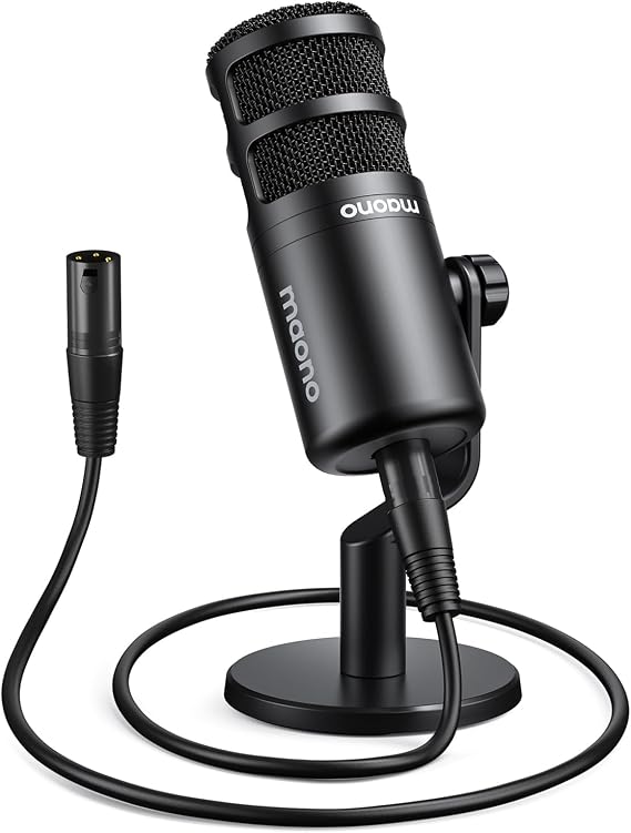 MAONO PD100 XLR Podcast Microphone, Cardioid Studio Dynamic Metal Desk Mic