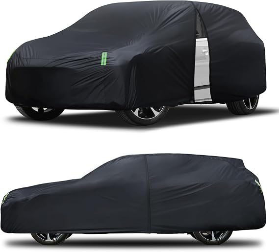 SUV Car Cover Waterproof All Weather Auto SUV Car Cover Size S3 Universal Fit for Toyota Highlander, Honda Pilot, Nissan Pathfinder, BMW X5/X6, Ford Explorer/Flex, Infiniti FX35 and More 192-200 inch