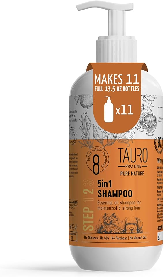 Tauro Pro Line 5in1 Moisturizing Dog Shampoo, No SLS, Parabens, 13.5 Fl oz