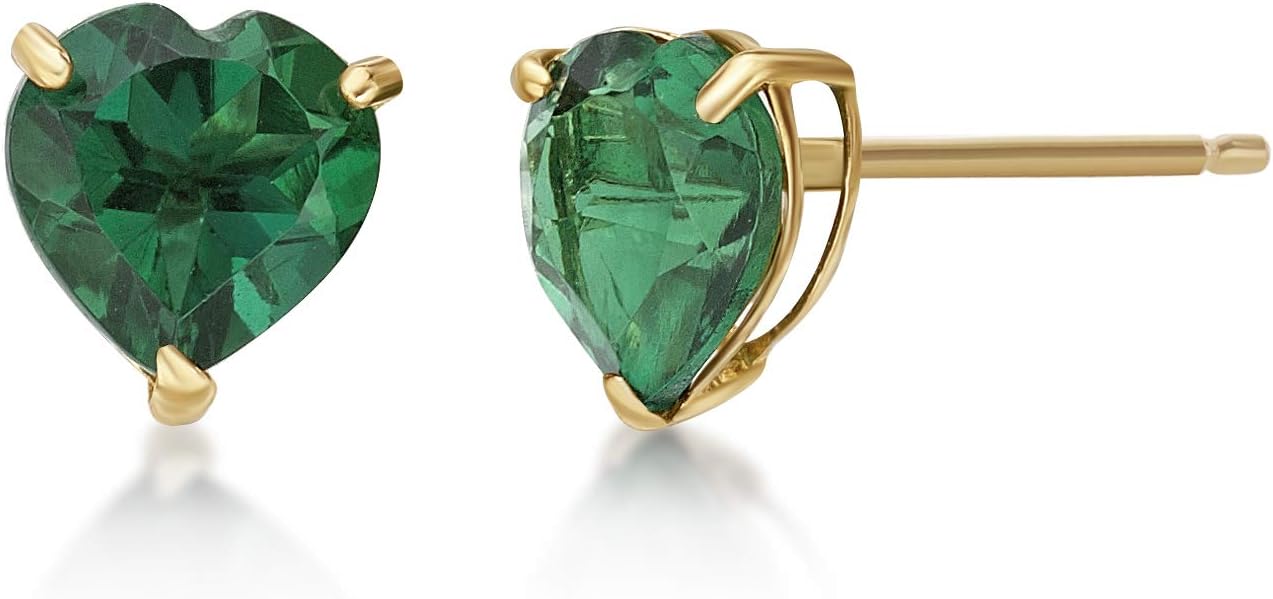 6 mm Gemstone Heart Stud Earrings for Women in 10k Yellow Gold Heart Shaped Birthstone by Lavari Jewelers