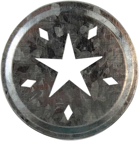 Star Cutout Galvanized Metal Lid Inserts for Mason, Ball, Canning Jars (10 Pack, Regular Mouth)