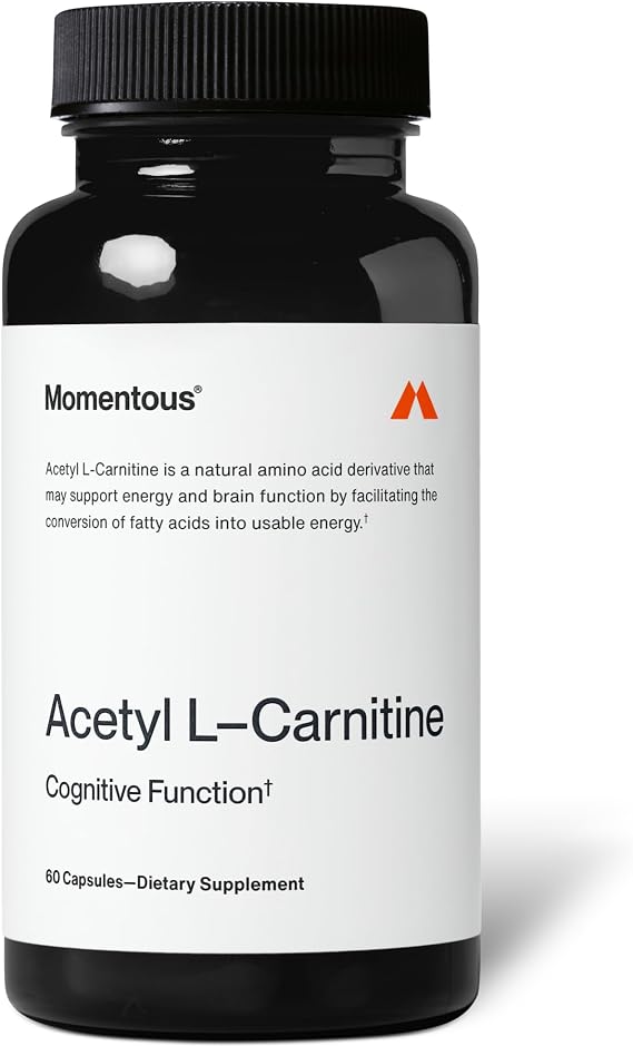 Momentous Acetyl L-Carnitine Supplement - Supports Brain Function & Energy Production - NSF Certified, GMO-Free, Gluten Free, 60 Servings