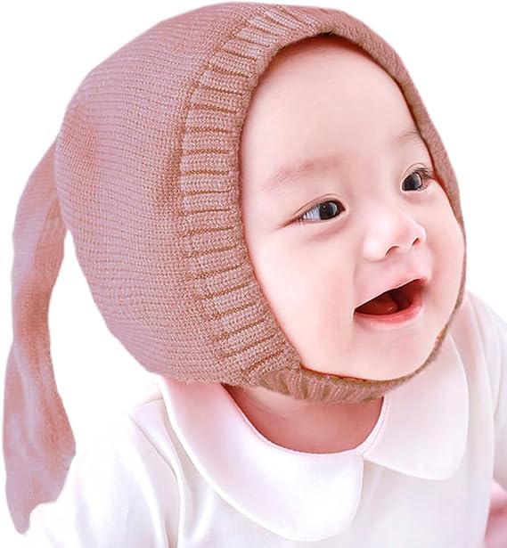 Crochet Earflap Pilot Hats Rabbit Ears Beanie Cap Winter Warm Knit Caps for Toddlers Baby Girls and Boys