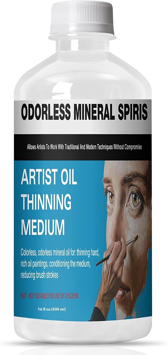 Odorless Mineral Spirits for Cleaning - Thinner for Oil Mediums - Artist Painting Thinner - for Artists - 16.9oz