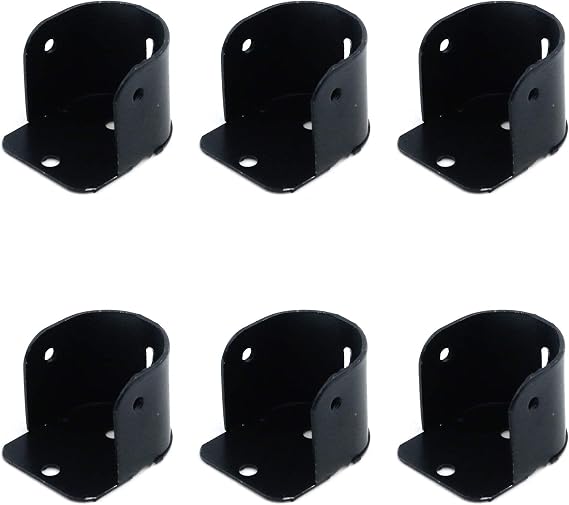 Coshar 6pcs Closet Rod Bracket Curtain Pole Sockets Flange Rod Holder with Screws, Fit 1.0 Inch Diameter Pole, Black