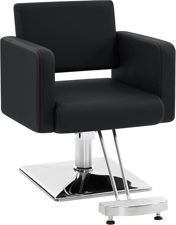 BarberPub Salon Chair for Hair Stylist, Beauty Barbershop 3805(Black) | Classic Barber Chair with Hydraulic Pump, Beauty Barbershop Salon Spa Equipment, Adjustable Height