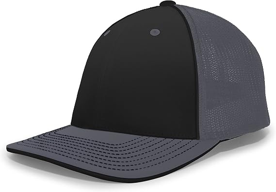 Pacific Headwear Standard Trucker Pacflex Cap, Black/Graphite/Graphite, Large