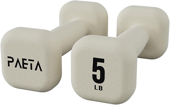 PAETA Neoprene Dumbbell, Hand Weights with Curved Grip for Women, Anti-Slip, Anti-Roll, Square Dumbbells for Full-Body Workout, Strength Training | Mutilple Options