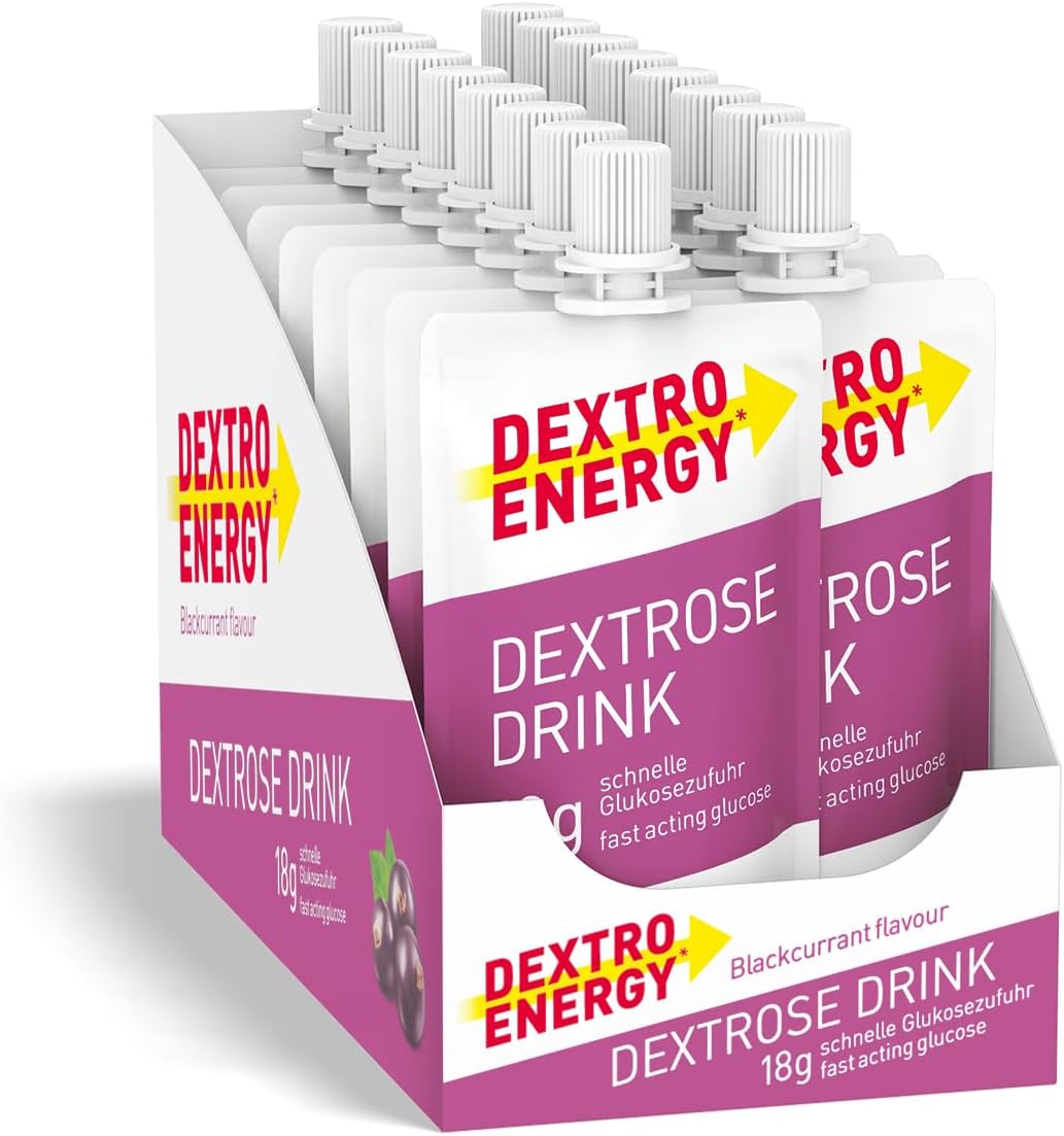 Dextro Energy Blackcurrant Flavour Dextrose Drink | 18g of Fast Acting Glucose | Liquid alternative to Dextro Glucose Tablets | Ready to Drink, Easy to Consume and Re-Sealable | 50ml Pack of 16