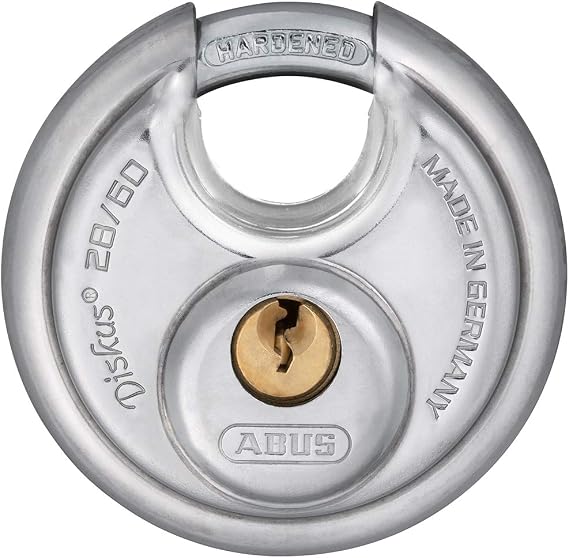 ABUS 28/60 Diskus Hardened Steel Storage Padlock with 2 Keys | for Storage, Transport, and Home, 2.38in (60mm) Wide, Keyed Alike