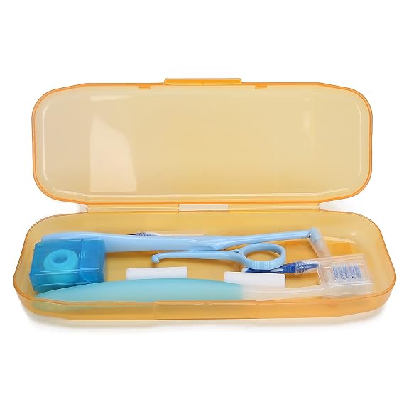 Oral Care Kit for Braces, Portable Set with Inter Brush, Floss,Ortho Wax, Floss Toothbrush Cleaning Kit