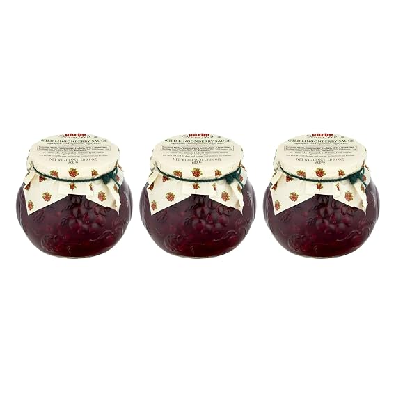 D'arbo Wild Lingonberry Sauce Premium Fruit Spread, 21.1 oz Jars (600g) Authentic Austrian Recipe, Ideal for Meats, Cheeses & Desserts | Pack of 3