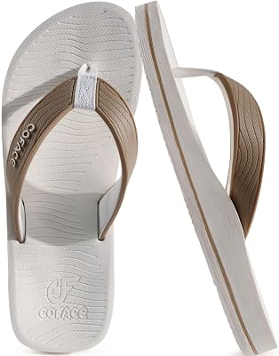 COFACE Mens Flip Flops Comfortable Yoga Mat Cushion Thong Sandals with Arch Support Casual Summer Beach Slides For Man, Size 7~15