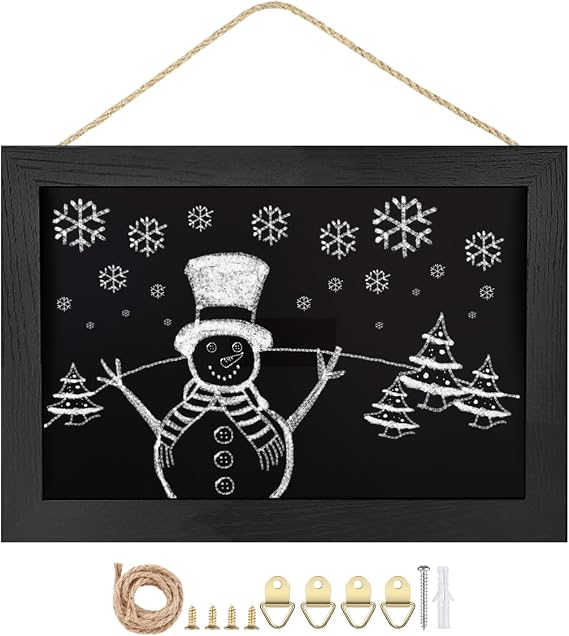 Magnetic Surface Chalkboard, 8.7" * 12.6", Black Wood Frame,Wall Black Board to Use at Home, Office, and Restaurant Sign,Chalkboard-BK2232-US