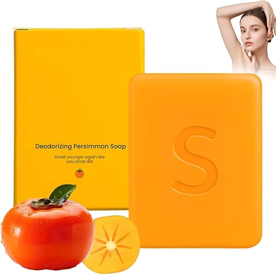 Persimmon Soap Bar, Deodorizing Persimmon Soap Bar for Body Odor Control & Old People Smell, Deep Moisturizing with Rich Creamy Lather, Gentle Cleansing for All Skin Types(1)