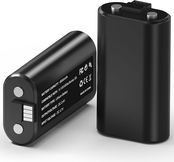 Rechargeable Battery Pack (2-Pack, 6660mWh) for Xbox Series X/S & One/S/X/Elite Controllers - Overcharge & Short-Circuit Protection, Play & Charge Simultaneously - FCC/CE Certified