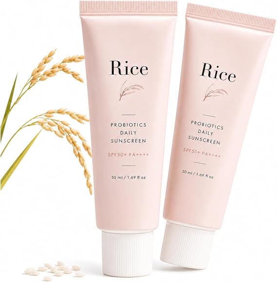 2PCSRice Probiotics Relief Sunscreen,Relief Sun Rice + Probiotics SPF 50 + PA++++, Lightweight Hydrating Sunscreen Skin Fast Absorbing No White Cast Daily UV Protects & Hydrates Skin Korean Skincare