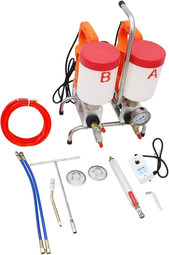 High Pressure Pouring Machine Electric Epoxy Polyurethane Foam Injection Pump Grouting Steel Machine Leak Stoppage Machine Dual Motor Dual Pails 220V