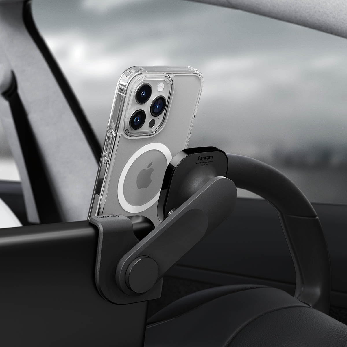 Spigen OneTap 3 MagFit [Upgraded Adhesive] Designed for Tesla Model 3YSX Designed for MagSafe Car Mount Compatible with iPhone 16 Pro Max, 16 Pro, 16 Plus, 15, 14, 13, 12 Series