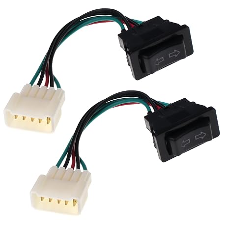2pcs Universal 5-Pin Car Power Window Switch with Wiring Car Slide Out Switch Control Power Window Lift Harness Socket Adapter Master Rocker Switch DC12V 24V, Rated Current 20A