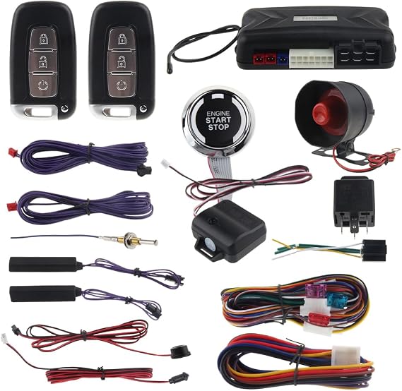 EASYGUARD EC009-K-L PKE car Alarm Remote Start keyless Entry Push Start Button Shock Alarm Warning for dc12V Cars