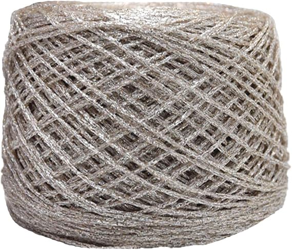 50g Thin Shiny Yarn Glitter Yarn Khaki Metallic Yarn Lace Yarn Fancy Sparkle Yarn Metallic Braid Thread DIY Crochet Bag Cloth Sweater Scarf Gloves Accessory Yarn