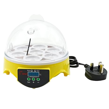 7 Egg Mini Poultry Incubator, Digital Temperature Control Egg Hatcher with UK Plug for Hatching Chicken, Duck, Quail & Bird Eggs