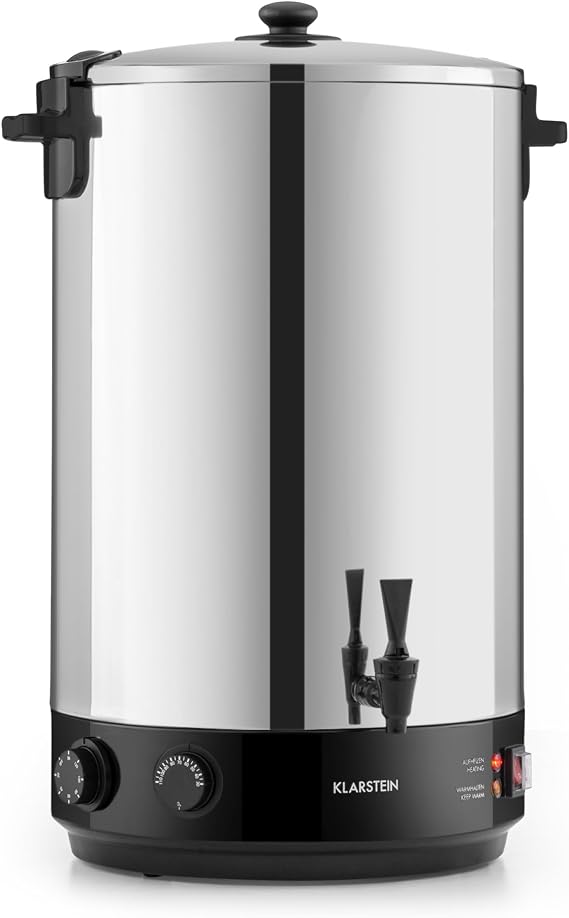 Klarstein KonfiStar 50 Automatic Preserving Pot, Hot Drink Dispenser, Size: 50 Litres, 30-110 C, Timer: 20-120 Minutes, Warming Function, Taste-Resistant, Polished Stainless Steel