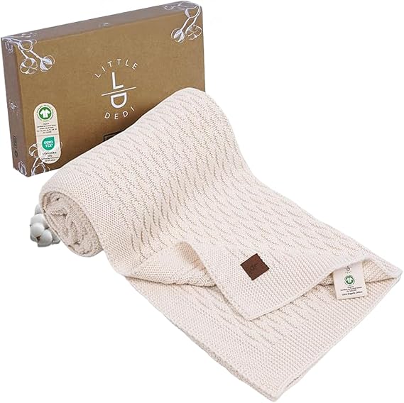 Nora Organic Cotton Baby Blanket 30x40 in, Earth Ivory