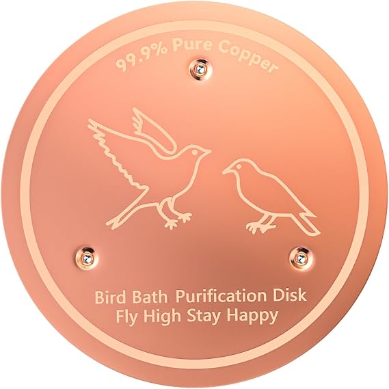 CNARIO Copper Disk for Bird Baths, Bird Baths Disk, Copper Bird Bath Disc | 99.99% Pure Copper Cleaning Safe Natural Solution, 0.6mm Thick with Stable Triple-Point Support, All-Season Use