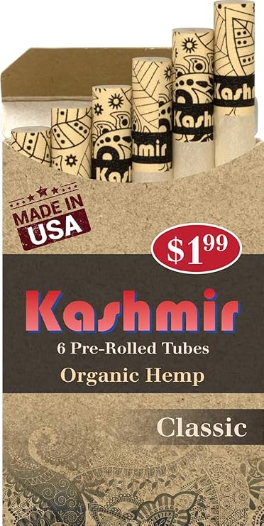 Kashmir Organic and Classic 6 Tall Filter Tubes, Clean Tasting Paper - Pack of 10