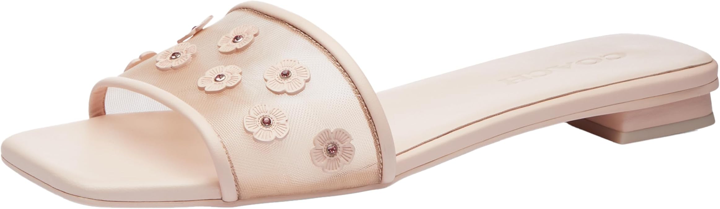 COACH Women's Tea Rose Flat Sandal Slippers, Blush Blush, 8 M US
