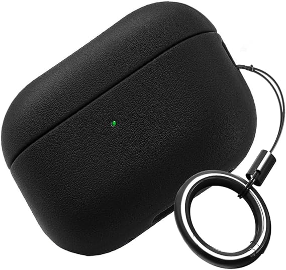 Minesk Airpods 4. Leather Skin Series Medium Hardness Silicone Case (Black, Airpods 4) with Fingerprint-Free Exterior and Excellent Protection
