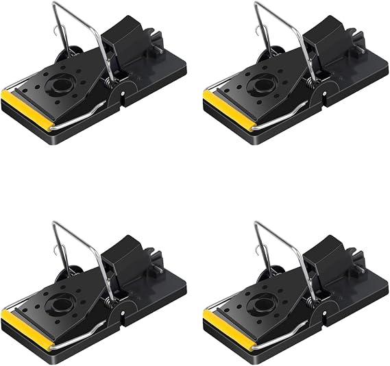 Mouse Trap, 4 Pack Heavy Duty Reusable Snap Traps that Kill Instantly, High Sensitive Mice Catcher UK, Safe and Effective Rodent Trap for Indoors and Outdoors, Easy Set-up & Clean