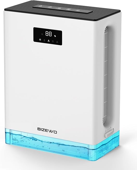 BIZEWO Dehumidifier for Home, (980 sq.ft) Queit Dehumidifiers for Bathroom, Basement, RV with 101 oz Water Tank, 2 Modes, Auto Defrost, Auto Shut Off, Timers, 7 Colors Ambient Light