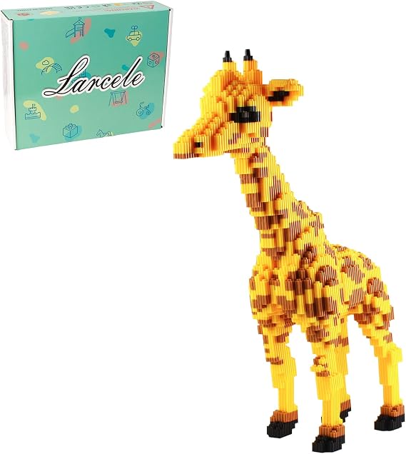 Larcele Micro Giraffe Building Blocks Set 4737 Pcs for Age 8+ KLJM-02 | Mini Animal Toy Bricks Set, Creative Collectible Building Kit, for Teens Adults, Home Office Decor