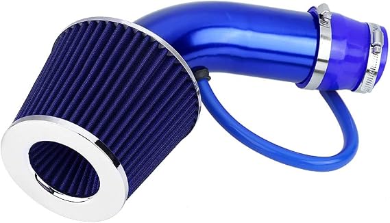 Ausla Universal Sports Air Filter 76 mm 3 Inches Aluminium Air Intake Pipe with Air Filter Induction Hose Kit for Improved Air Flow Blue